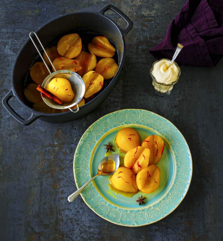 Zakarian Poached Pears with Saffron