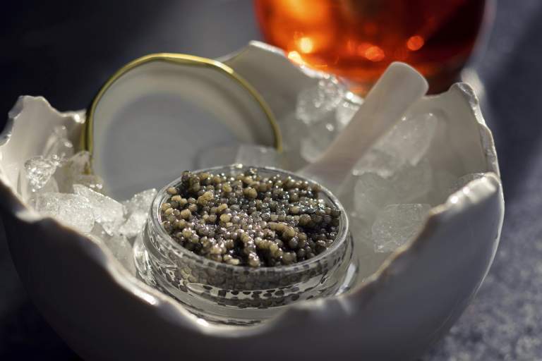 fresh caviar on ice
